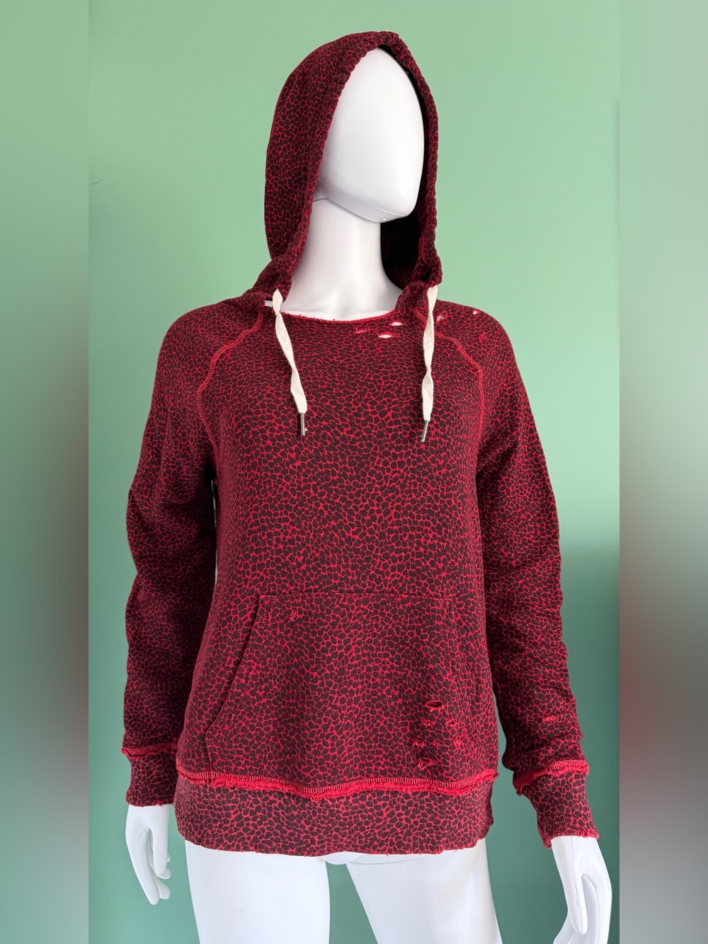 n:PHILANTHROPY Como Cheetah Print Distressed Hooded Pullover
